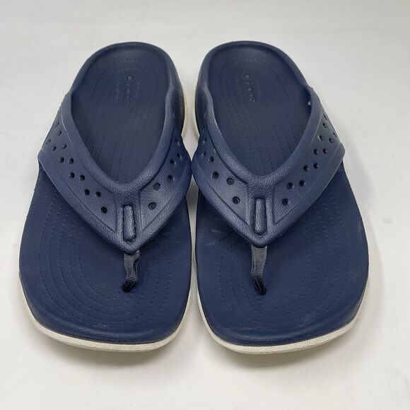 Crocs Swiftwater Deck Thong Sandals Mens 11 Blue Slip On Flip Flops Comfort - Picture 5 of 15